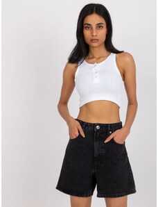 RUE PARIS BÍLÝ CROP TOP S KNOFLÍČKY RILEY -WHITE Bílá