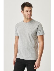 AC&Co / Altınyıldız Classics Pánské šedé melírované bavlněné tričko Slim Fit Slim Fit s klasickým výstřihem a krátkým rukávem.