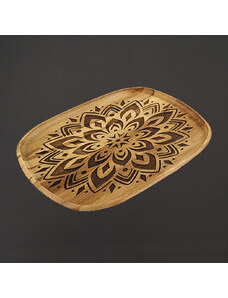AMADEA Dřevěný servírovací podnos mandala, masivní dřevo, 25 cm