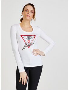 Bílé dámské tričko Guess Icon - Dámské