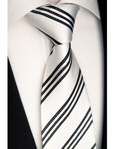 Luxusní hedvábná kravata bílá s černým Beytnur 72-1