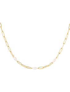 ORNAMENTI Pozlacený náhrdelník Oval Pearl gold
