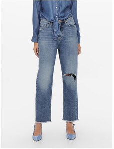 Tmavě modré straight fit džíny s potrhaným efektem JDY Dichte - Dámské