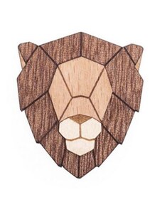 BeWooden Dřevěná brož Lion Brooch