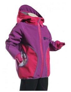 BajaDesign softshellová bunda pro holčičky, fialová + motýlci na šedé