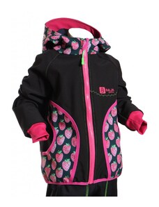 BajaDesign softshellová bunda pro holčičky, černá + jahody