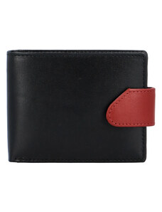 Hladká pánská černo červená kožená peněženka - Tomas 76VT černá