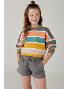 Boboli Dívčí šortky s vysokým pasem Organic šedé
