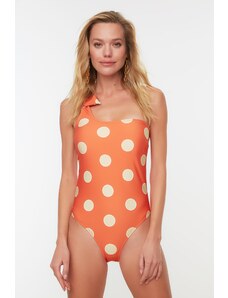 Trendyol Orange Polka Dot vzorované plavky na jedno rameno