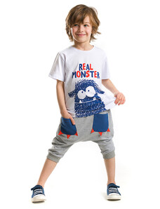 Denokids Chlapecké tričko Monster Pocket Capri Shorts Set