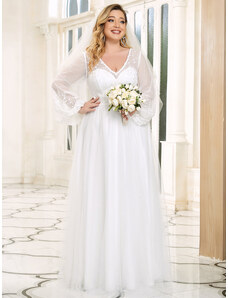 Ever Pretty bílé svatební šaty 90398 větší velikosti