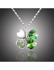 Sisi Jewelry Náhrdelník Swarovski Elements Čtyřlístek pro štěstí - zelený