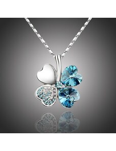 Sisi Jewelry Náhrdelník Swarovski Elements Čtyřlístek pro štěstí - seablue