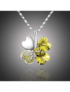 Sisi Jewelry Náhrdelník Swarovski Elements Čtyřlístek pro štěstí - žlutý