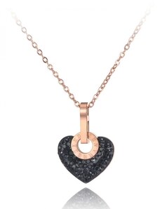Victoria Filippi Stainless Steel Ocelový náhrdelník se zirkony Dagmara Black - chirurgická ocel, srdíčko