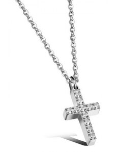 Victoria Filippi Stainless Steel Ocelový náhrdelník se zirkony Samuel - chirurgická ocel, kříž