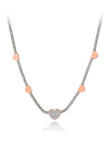 Victoria Filippi Stainless Steel Ocelový choker náhrdelník se zirkony Stephanie Gold - srdíčko