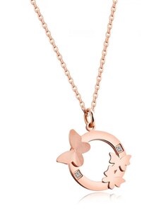 Victoria Filippi Stainless Steel Ocelový náhrdelník se zirkony Andreé Gold - motýl, chirurgická ocel