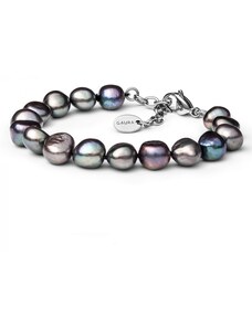 Gaura Pearls Perlový náramek Octavia - barokní černá sladkovodní perla