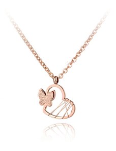Victoria Filippi Stainless Steel Ocelový náhrdelník Bruna - chirurgická ocel, srdce, motýl