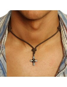Daniel Dawson Pánský kožený náhrdelník Salvador - kříž