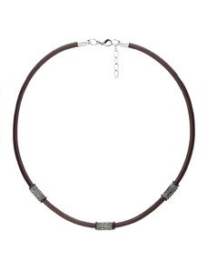 Manoki Pánský kožený náhrdelník Lucas - chirurgická ocel, etno styl