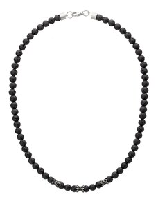 Manoki Pánský korálkový náhrdelník Luis - 6 mm lávový kámen, etno styl