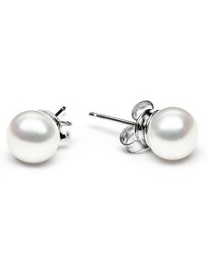Gaura Pearls Náušnice s bílou 6,5-7 mm říční perlou Phoebe, stříbro 925/1000