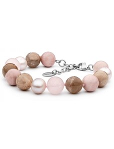 Gaura Pearls Náramek Jenny - sladkovodní perla, měsíční kámen, opál, růžový křemen