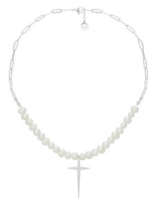 Manoki Perlový náhrdelník Deborah - kříž, sladkovodní perla
