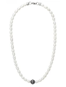 Manoki Pánský perlový náhrdelník Jaime - přírodní perla, ocelový lev