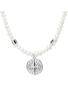 Manoki Pánský perlový náhrdelník Joaquin - přírodní perla, větrná růžice