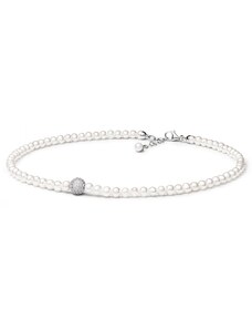 Gaura Pearls Perlový náhrdelník Rosie 5-6 mm řiční bílá perla, stříbro 925/1000