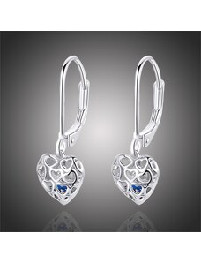 GRACE Silver Jewellery Stříbrné náušnice se zirkony Robyn, stříbro 925/1000, srdce