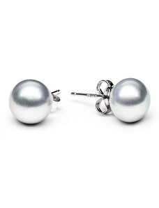 Gaura Pearls Náušnice se šedou 8.5-9 mm perlou Stephanie III, stříbro 925/1000
