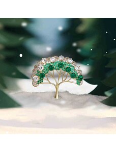 Éternelle Vánoční brož se zirkony Zasněžený strom