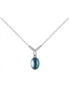 Gaura Pearls Stříbrný náhrdelník s říční perlou Doria Black - stříbro 925/1000