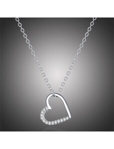 GRACE Silver Jewellery Stříbrný náhrdelník se zirkony Elba - stříbro 925/1000, srdce