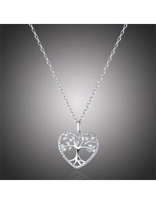 GRACE Silver Jewellery Stříbrný náhrdelník se zirkony Strom života - stříbro 925/1000, srdce