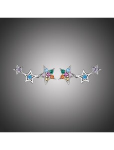 GRACE Silver Jewellery Stříbrné náušnice se zirkony Alesa Rainbow, stříbro 925/1000, hvězdy
