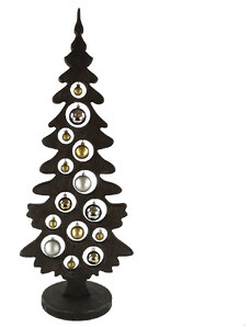 AMADEA Dekorace vánoční strom na podstavci s koulemi mořený 100 x 40 cm, český výrobek