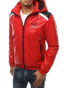 Dstreet Pánská přechodná bunda s kapucí v červené barvě