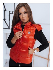 Dstreet Červená prošívaná vesta s odepínací kapucí pro dámy