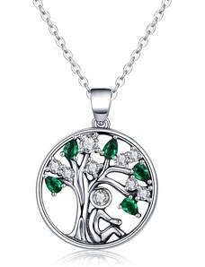GRACE Silver Jewellery Stříbrný náhrdelník se zirkony Strom života - stříbro 925/1000