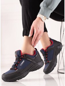 DK Stylové modré dámské trekingové boty bez podpatku