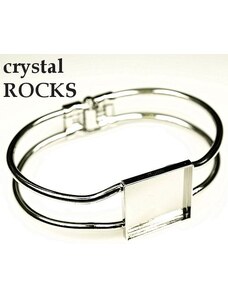 Crystal-ZONE Náramek crystalROCKS čtverec 20mm rhodium