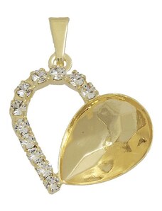 Crystal-ZONE Přívěsek Heart Strass Pear 14mm gold plating 24kt