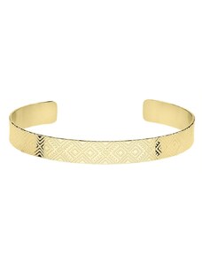 Manoki Pevný bangles náramek Mabel Gold - ocel, aztécký geometrický vzor