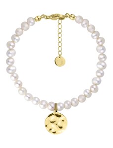 Manoki Perlový náramek Bibiana Gold - řiční perla, chirurgická ocel