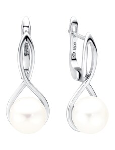 Gaura Pearls Stříbrné náušnice s bílou 9-9.5 mm perlou Christine, stříbro 925/1000